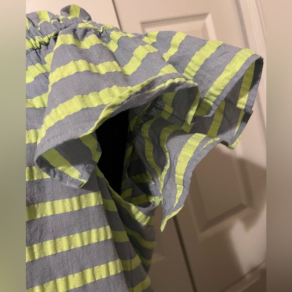 Anthropologie Corey Lynn Calter dress Sz small runs big green grey off shoulder - Picture 3 of 13